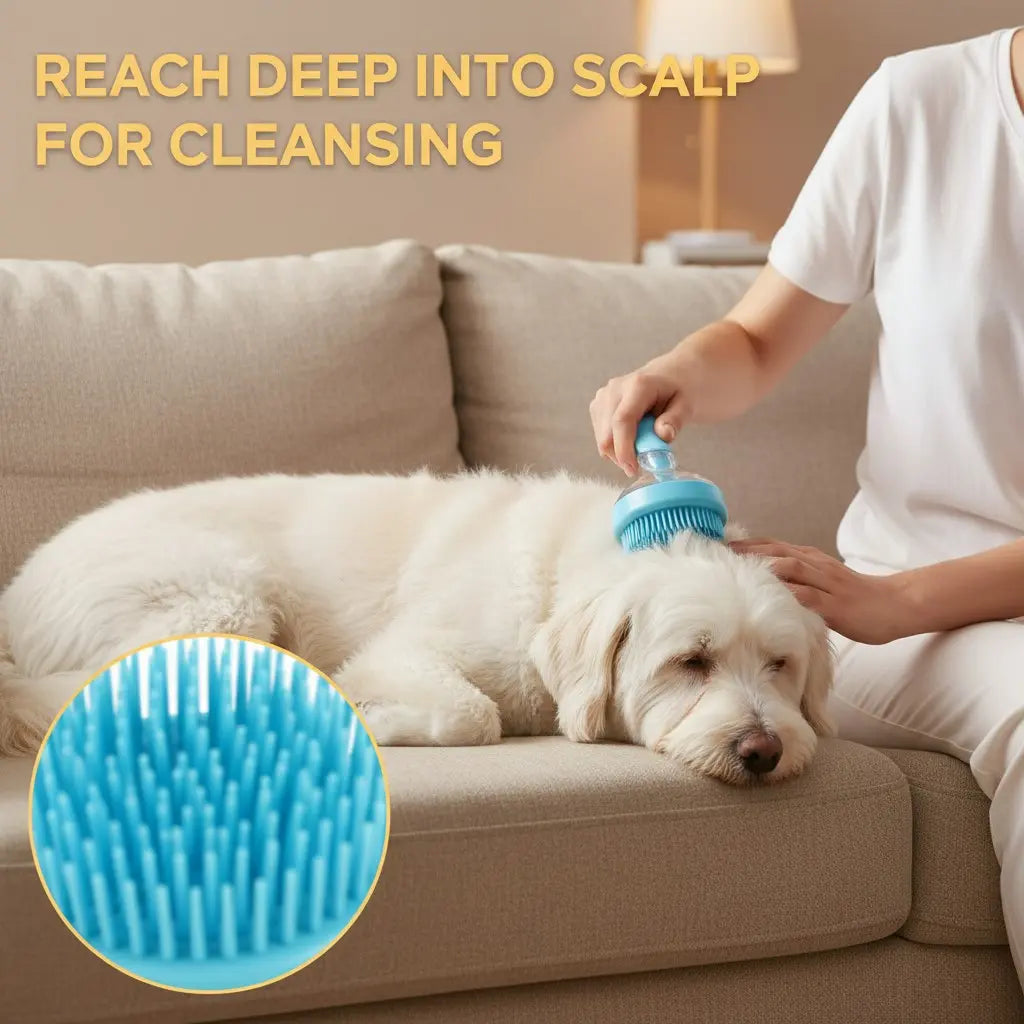 Revolutionary 2-In-1 Pet Bath & Grooming Brush with Soap Dispenser - Enhance Your Dog & Cat's Bathing Experience!