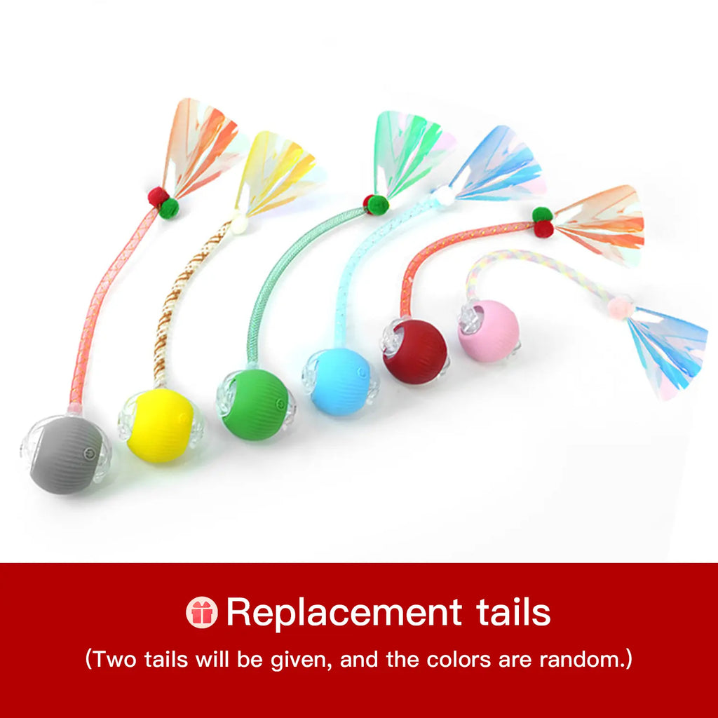 Engaging Interactive Cat & Dog Teaser Toy with Extra Tails - Fun Rolling Ball for Playful Pets