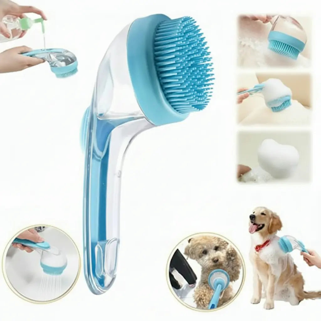Revolutionary 2-In-1 Pet Bath & Grooming Brush with Soap Dispenser - Enhance Your Dog & Cat's Bathing Experience!